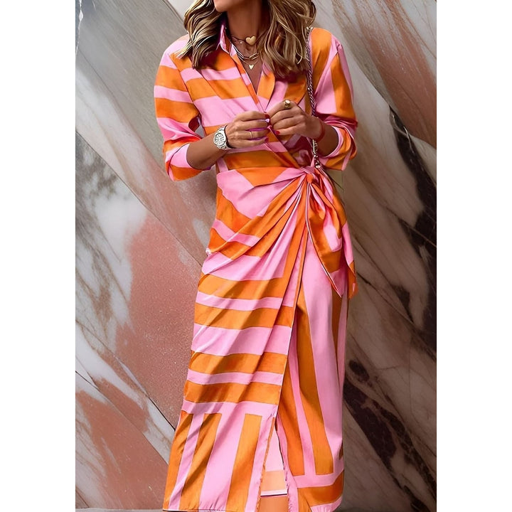 Women's Wrap Midi Dress in Orange, front view