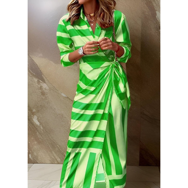 Women's Wrap Midi Dress in Green, front view