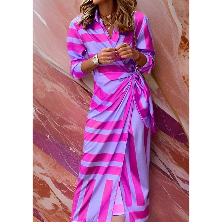 Women's Wrap Midi Dress in Purple, front view