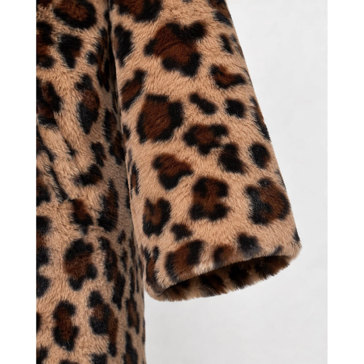 Women's Leopard Faux Fur Coat, detail view