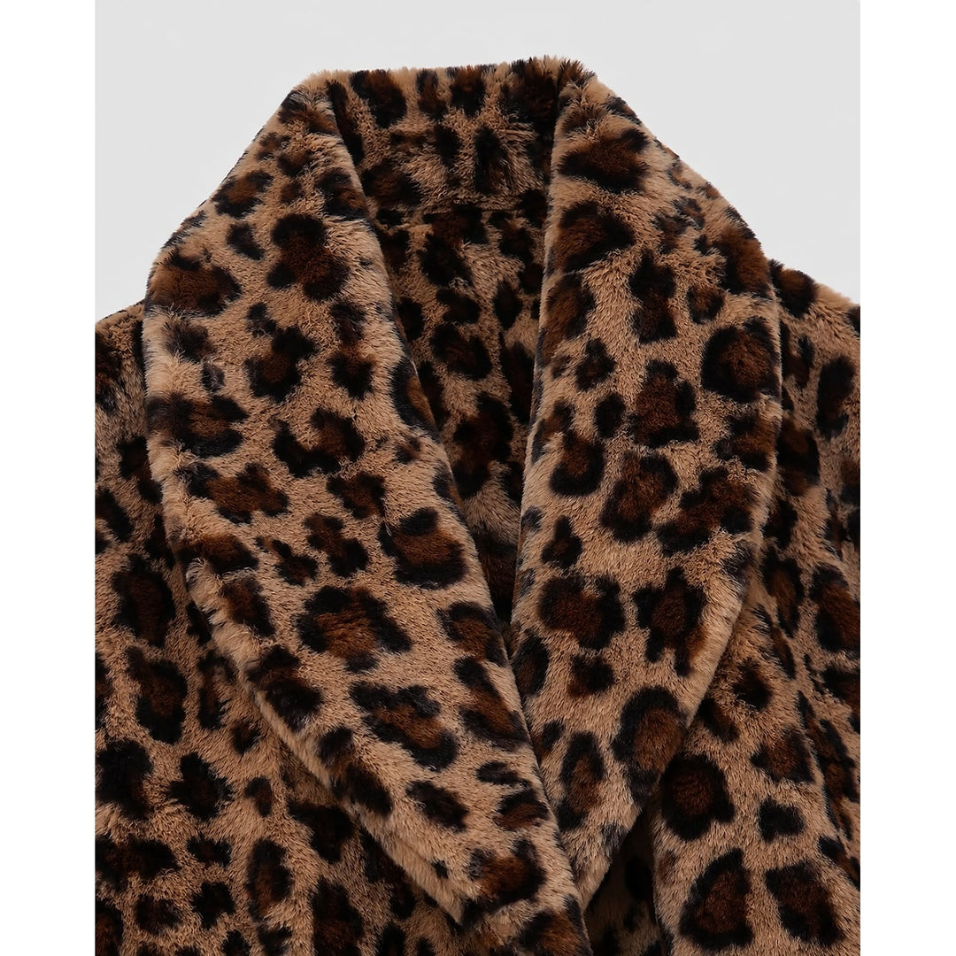 Women's Leopard Faux Fur Coat, detail view 3