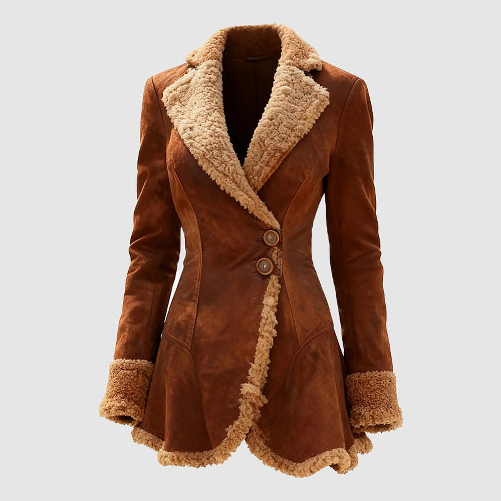Women's Faux Fur Trim Coat, front view 2
