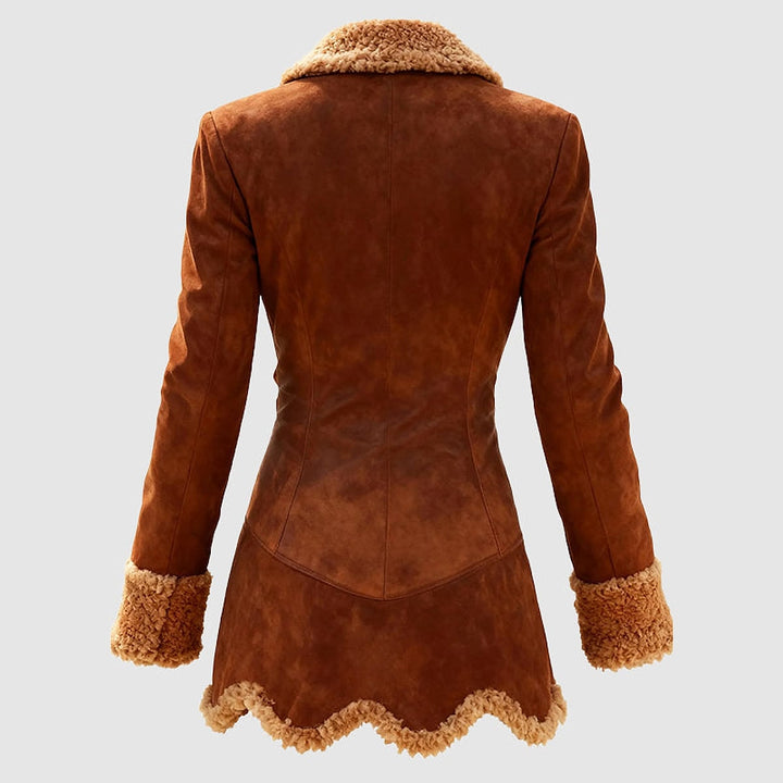 Women's Faux Fur Trim Coat, back view