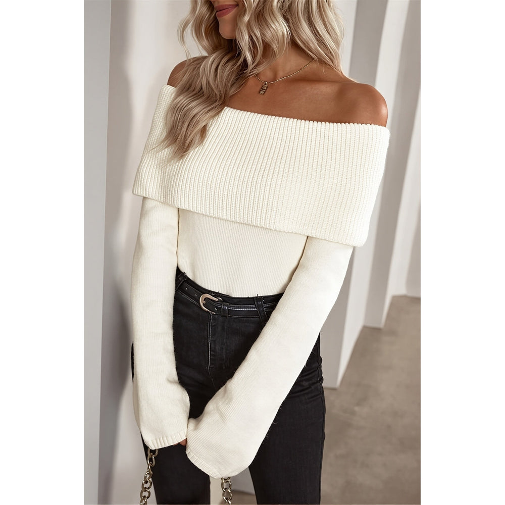 Women's Off Shoulder Sweater, front view 2