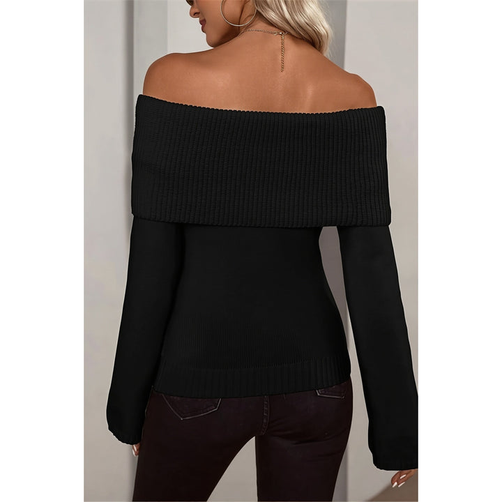 Women's Off Shoulder Sweater, back view 2