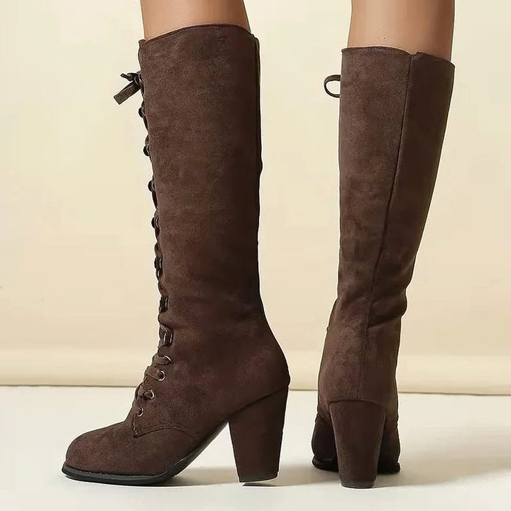 Women's Lace Up Knee High Boots, back view