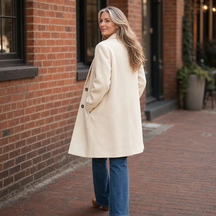 Women's Double Breasted Winter Coat, back view