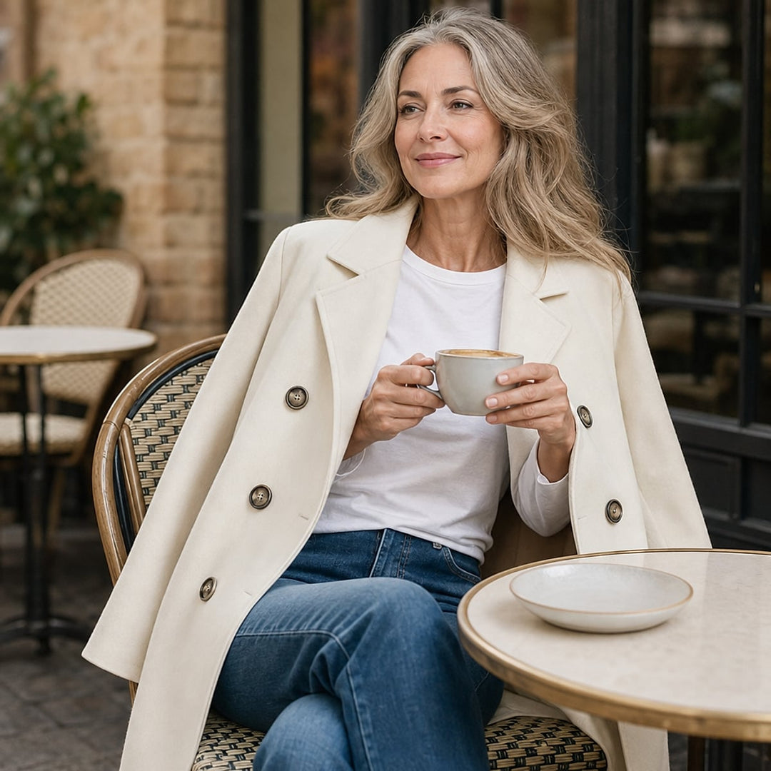 Women's Double Breasted Winter Coat, detail view