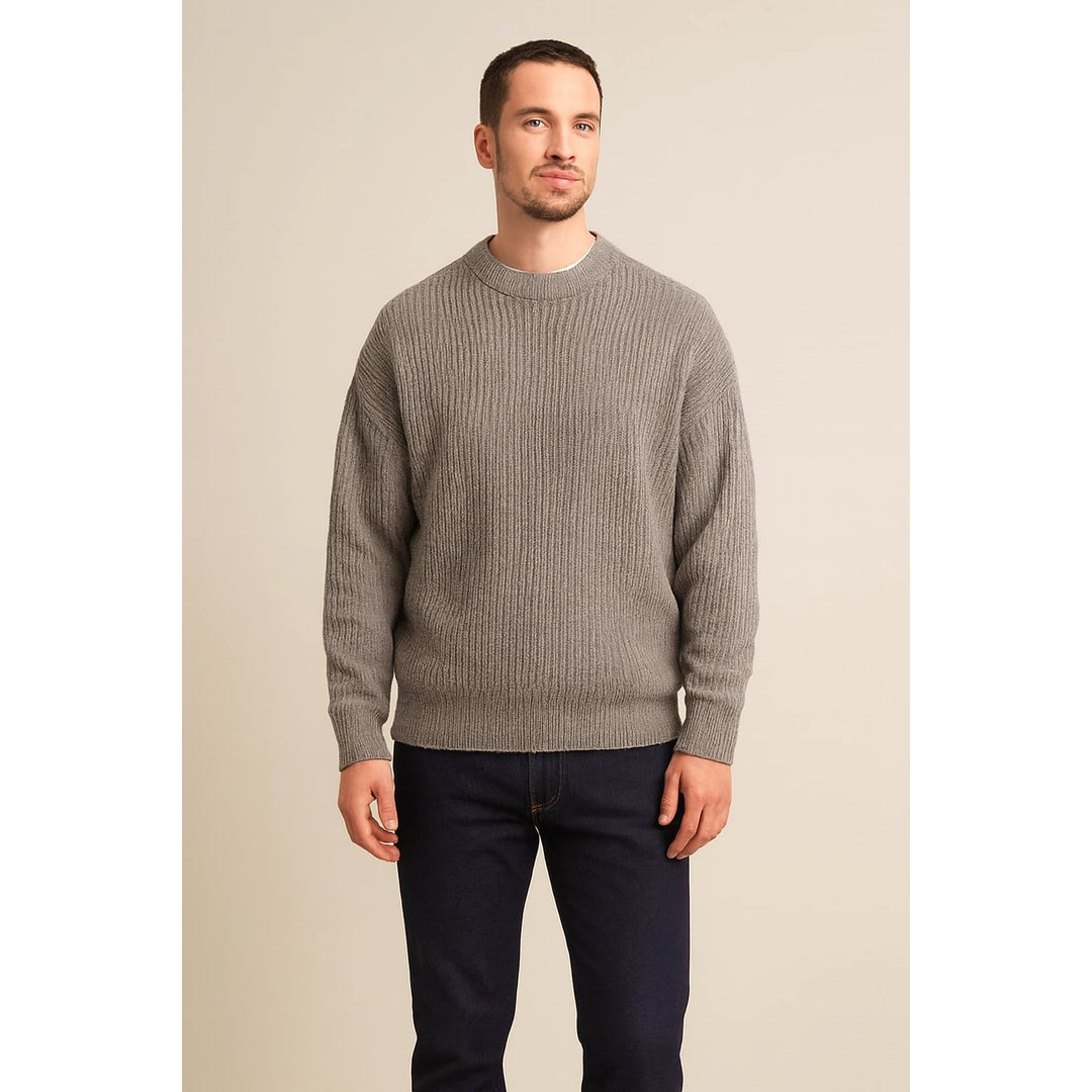 Men's Chunky Knit Sweater in Gray, front view
