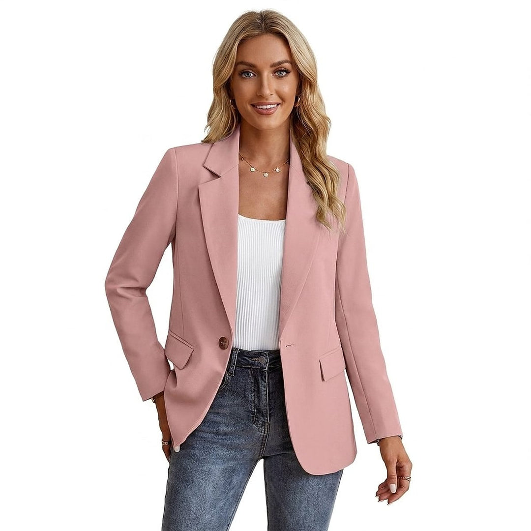 Women's Notch Lapel Tailored Blazer in Pink, front view