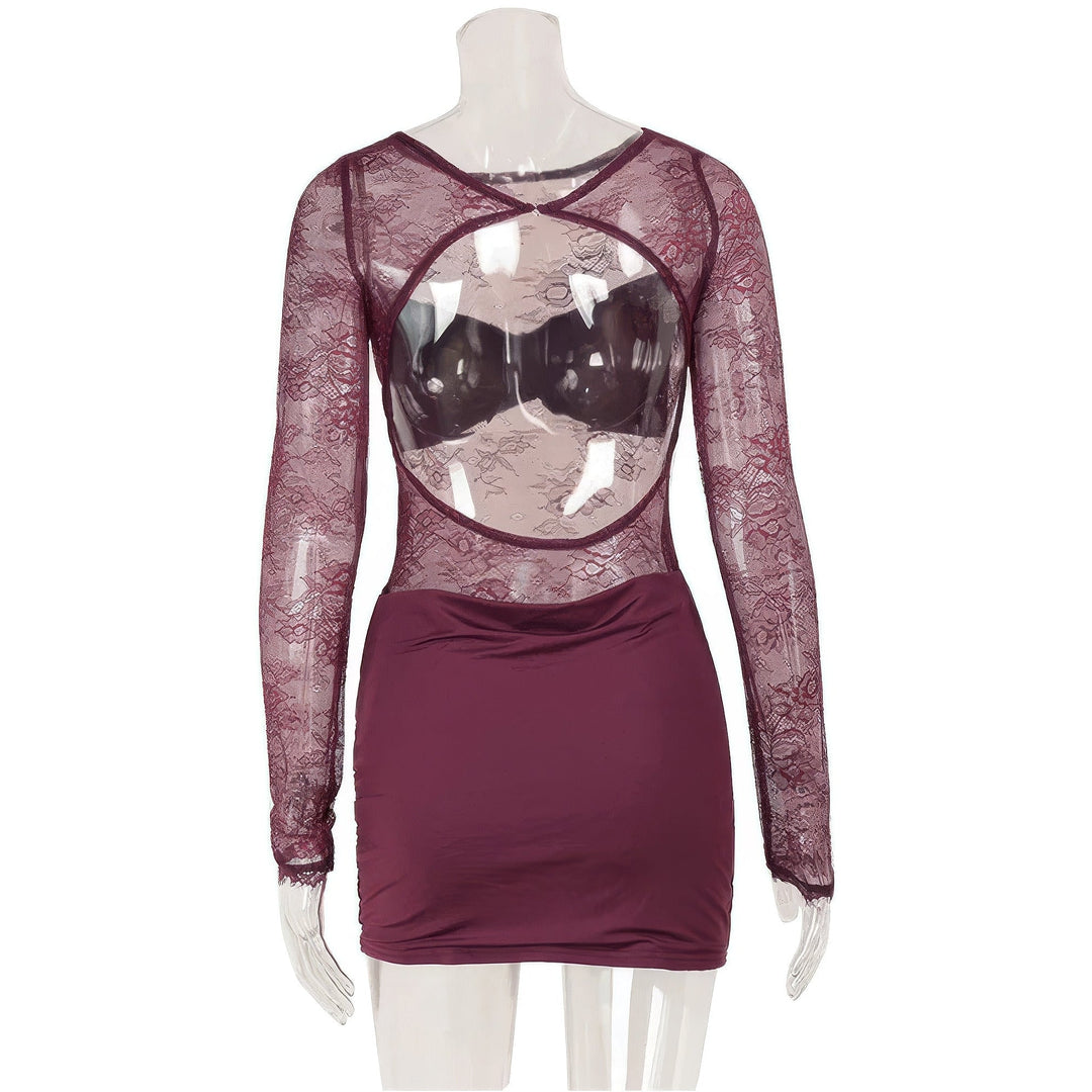 Women's Backless Lace Dress, back view