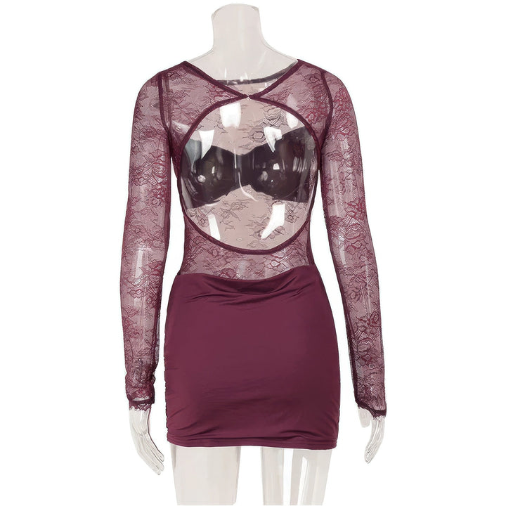Women's Backless Lace Dress, back view