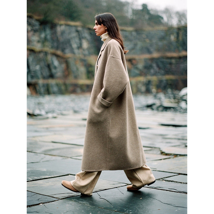 Women's Double Breasted Wool Coat, side view