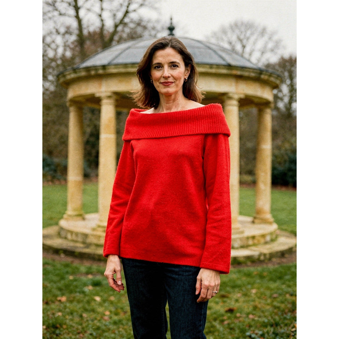 Women's Off Shoulder Knit Top, front view 2
