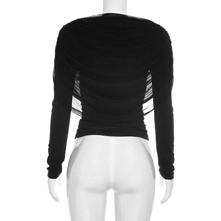 Women's Draped Mesh Top, back view
