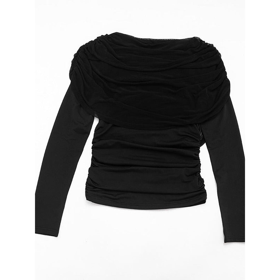 Women's Draped Mesh Top, back view 2
