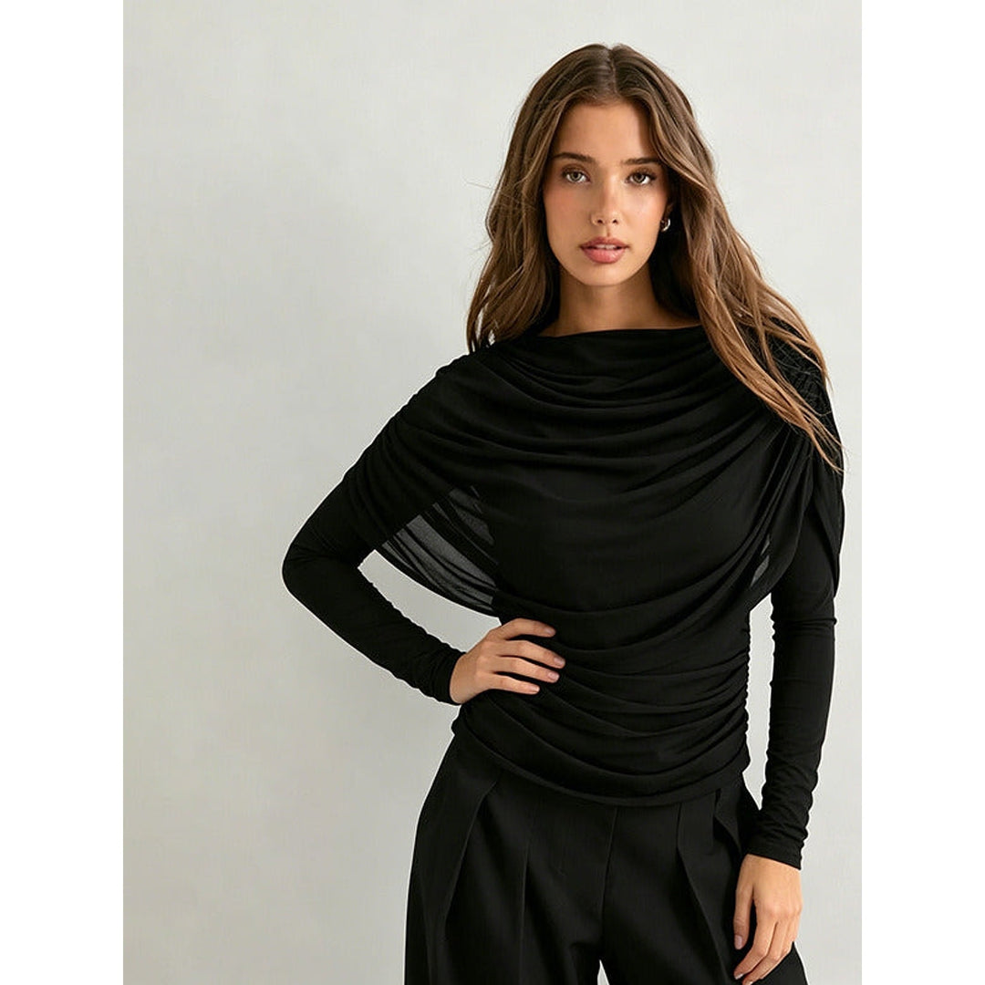 Women's Draped Mesh Top, front view 2