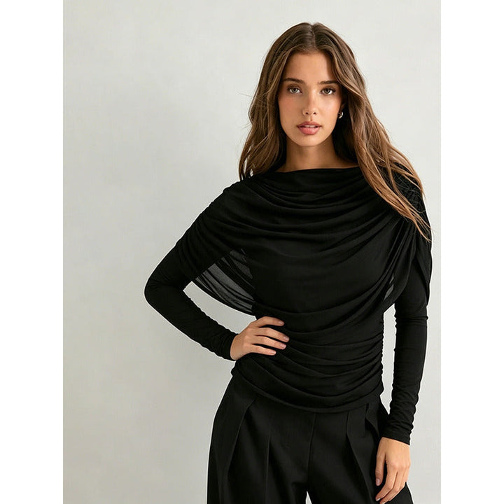 Women's Draped Mesh Top, front view 2