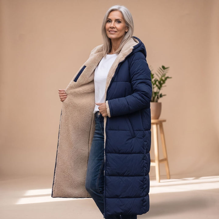 Women's Long Sherpa Lined Puffer Coat, detail view 7