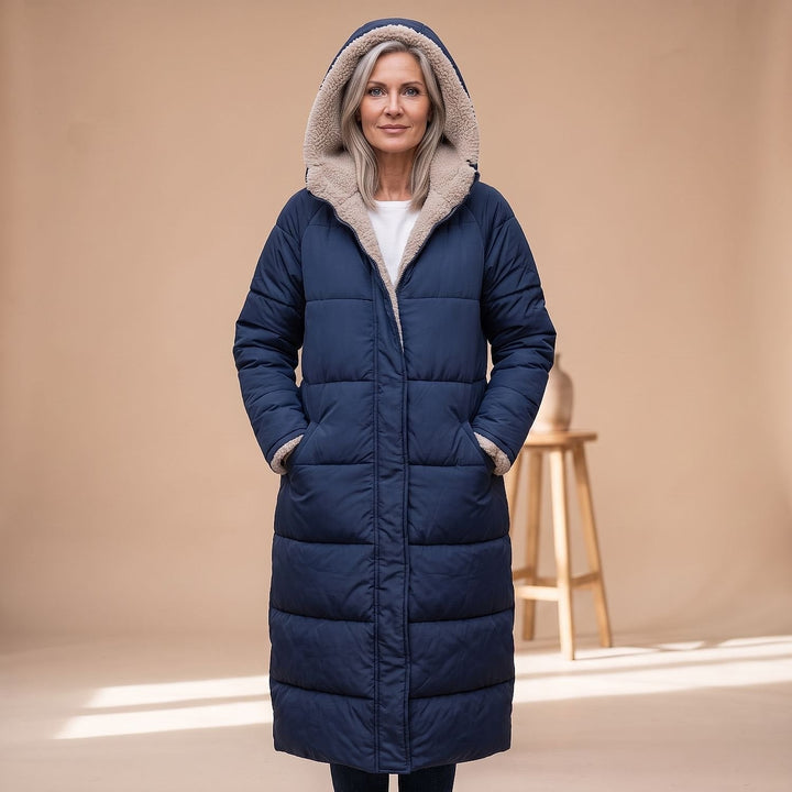 Women's Long Sherpa Lined Puffer Coat, detail view 8