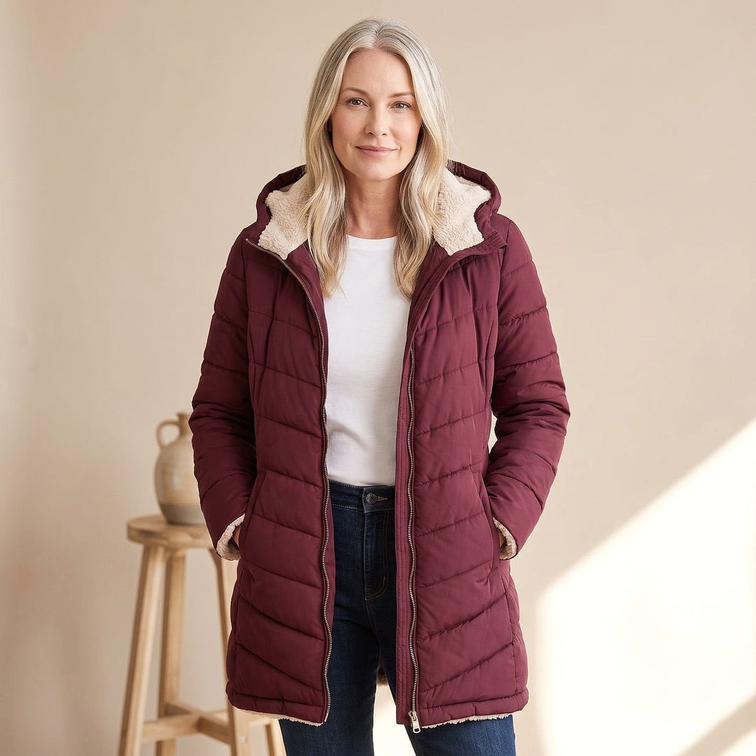 Women's Long Sherpa Lined Puffer Coat, detail view 11