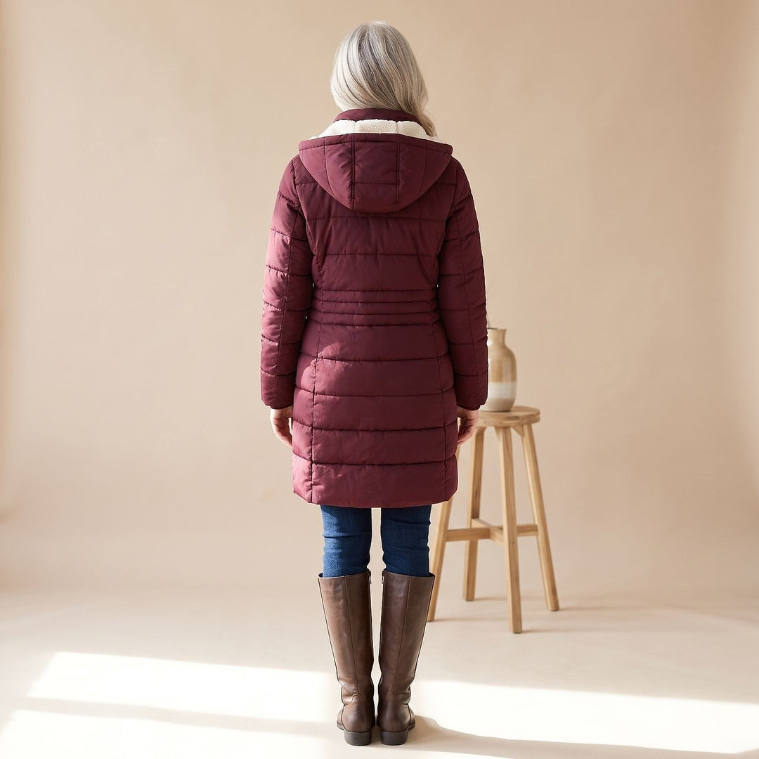Women's Long Sherpa Lined Puffer Coat, detail view 12