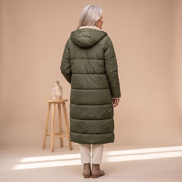 Women's Long Sherpa Lined Puffer Coat, detail view 3