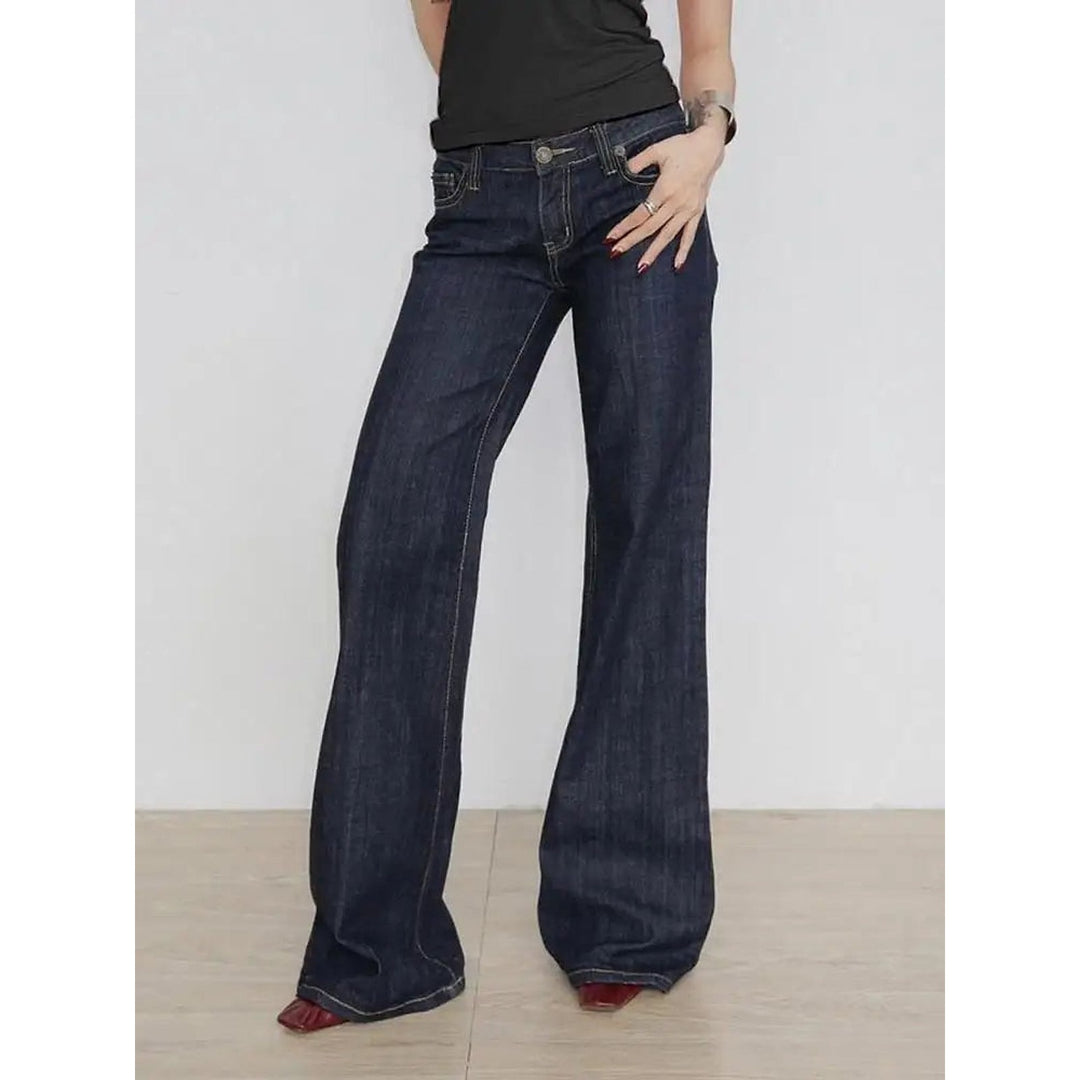 Women's Dark Wash Flare Jeans, front view 2
