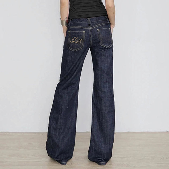 Women's Dark Wash Flare Jeans, back view