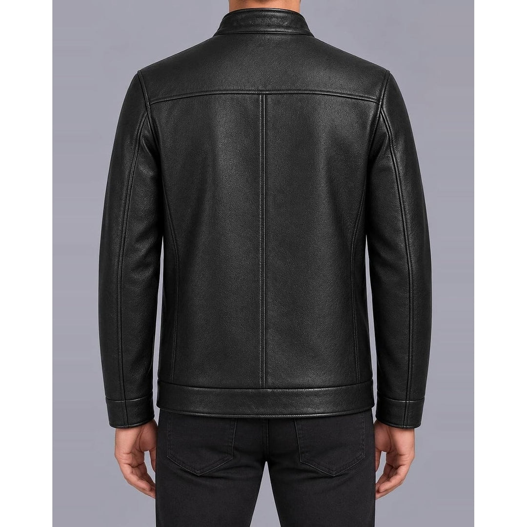 Men's Faux Leather Racer Jacket, back view