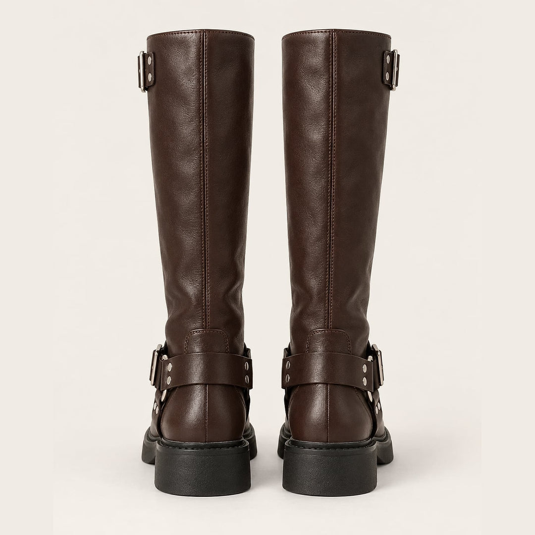 Women's Harness Biker Boots, back view
