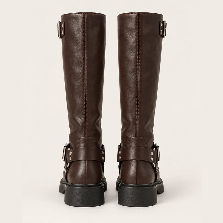 Women's Harness Biker Boots, back view