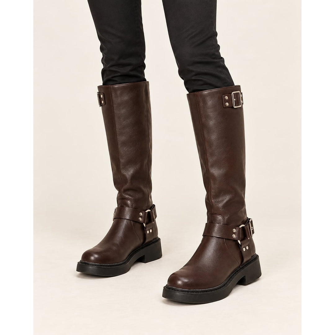 Women's Harness Biker Boots, front view 2