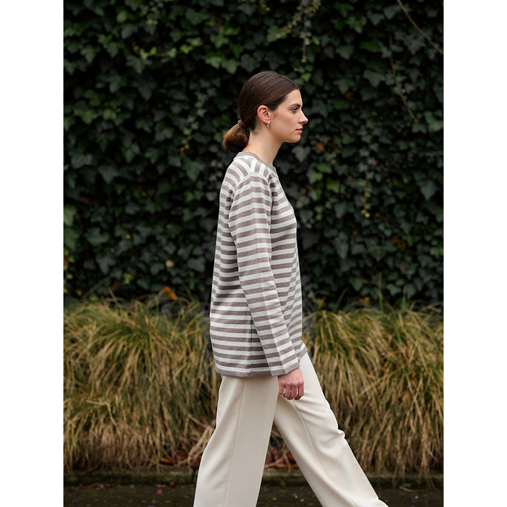 Women's Striped Sweater, side view