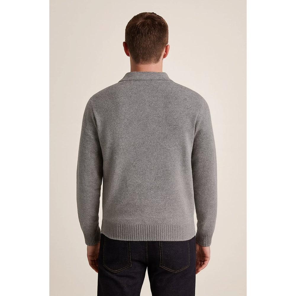 Men's Knit Polo Sweater, back view