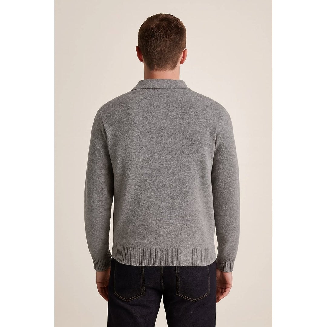 Men's Knit Polo Sweater, back view