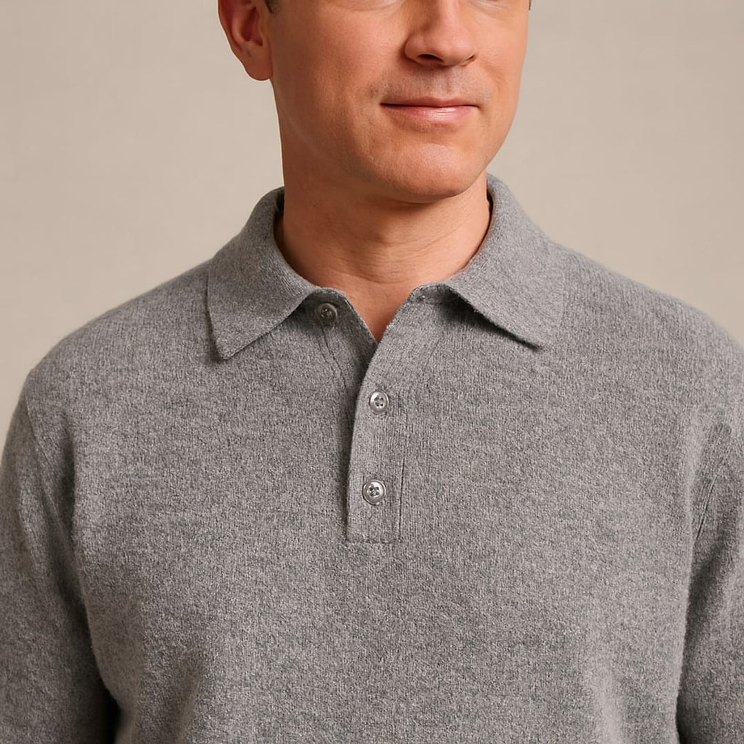 Men's Knit Polo Sweater, detail view