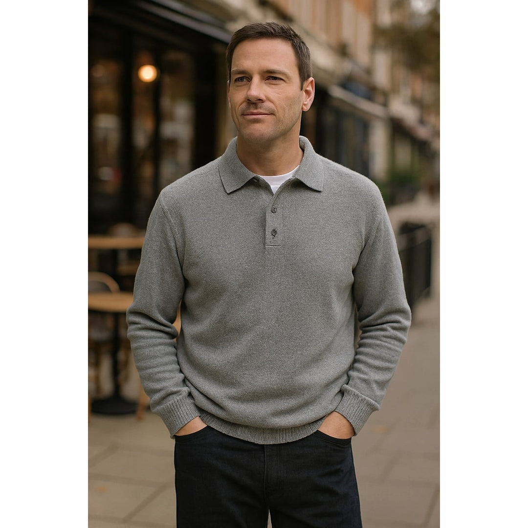 Men's Knit Polo Sweater, detail view 2