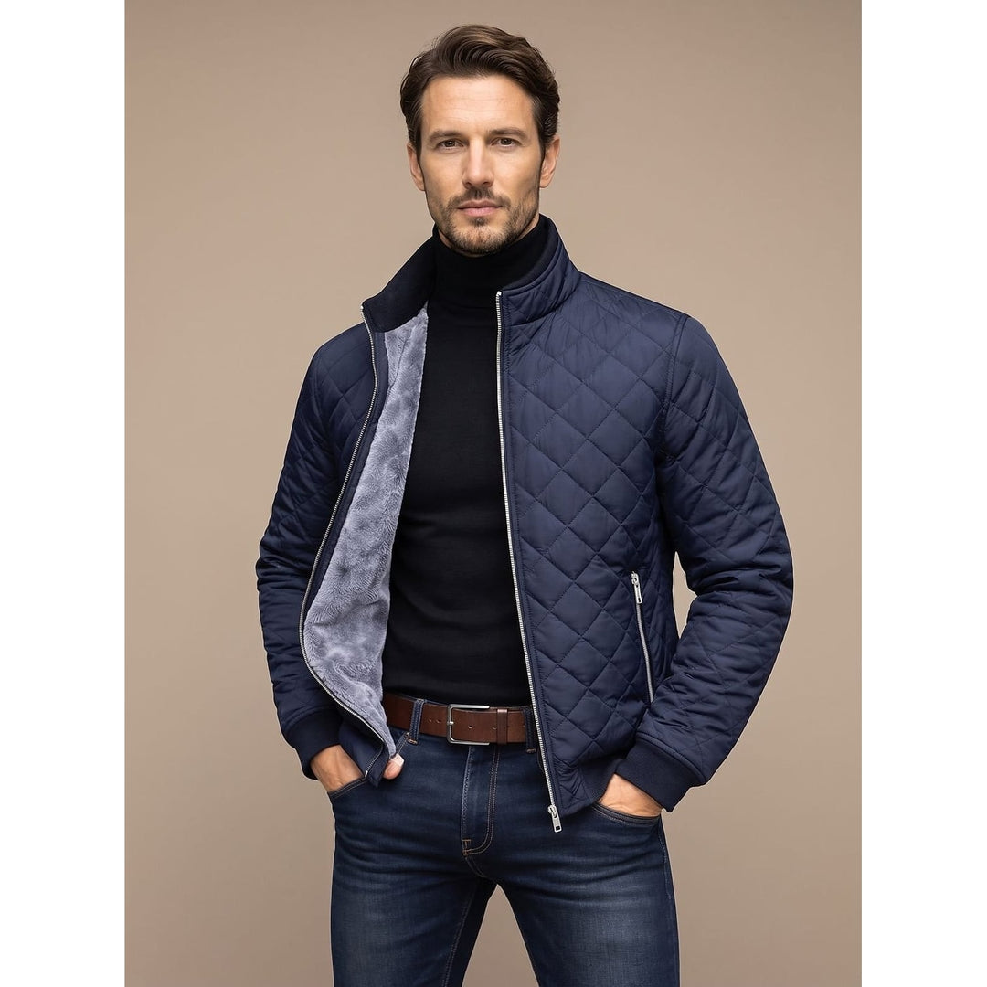 Men's Fleece Jacket in Navy, front view