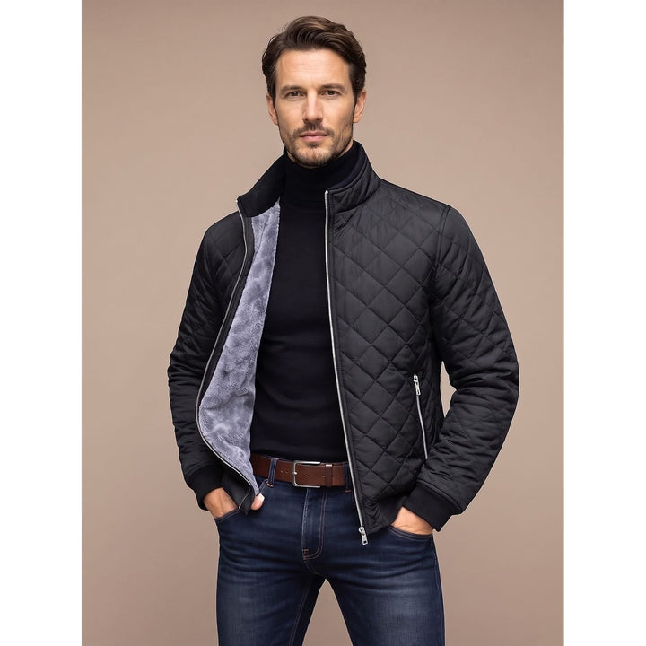 Men's Fleece Jacket in Black, front view