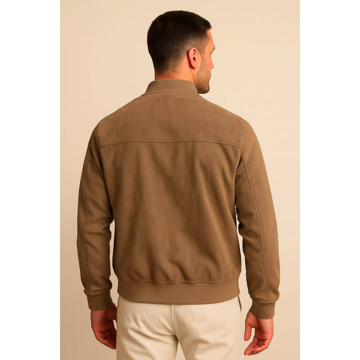 Men's Faux Suede Zip Jacket, back view