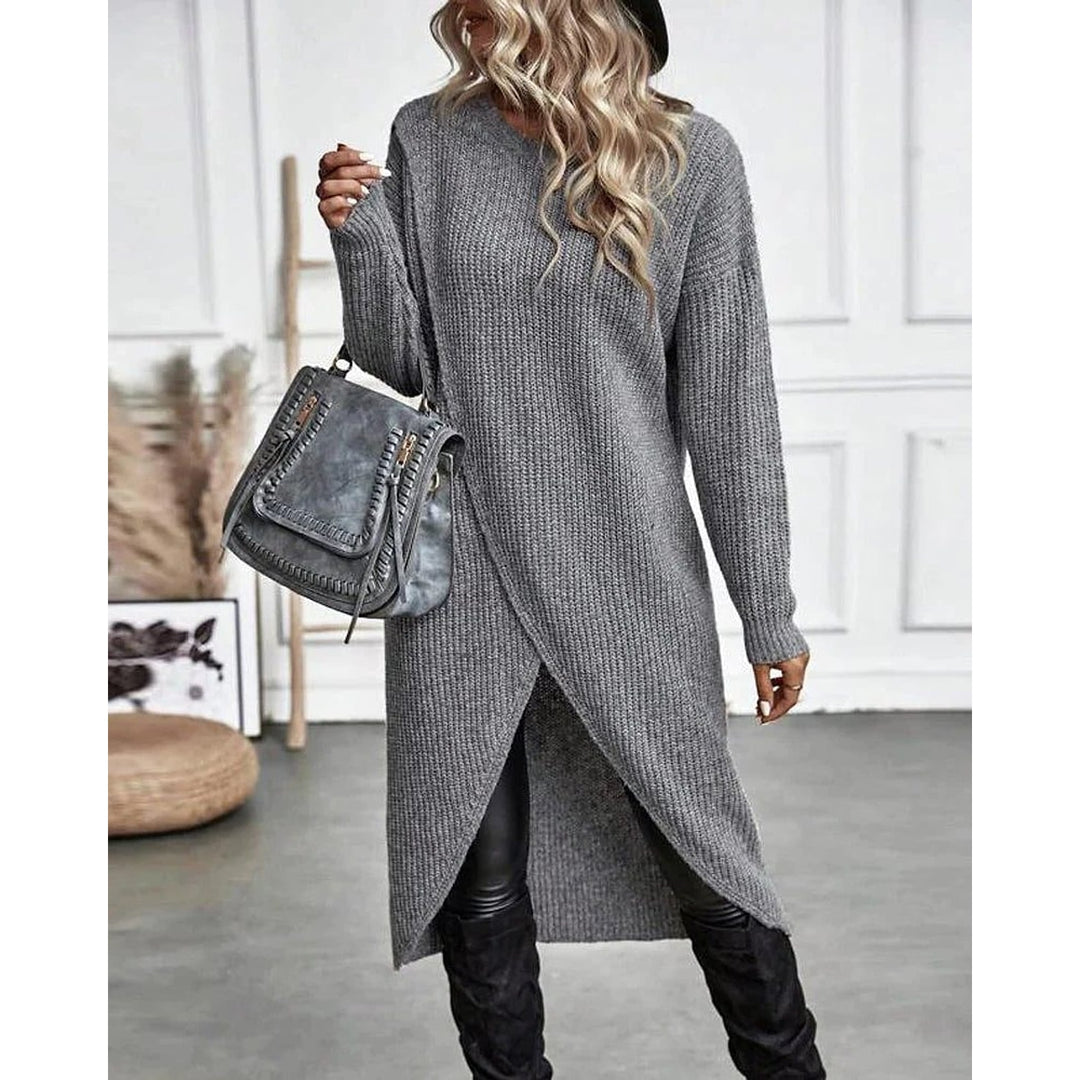 Women's Long Knit Cardigan, front view 3