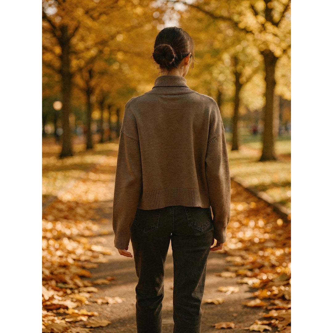 Women's Cropped Turtleneck Sweater, back view