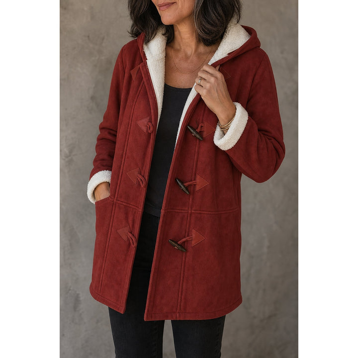 Women's Hooded Faux Suede Coat, front view