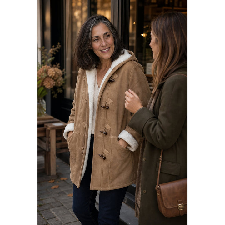Women's Hooded Faux Suede Coat, detail view 3