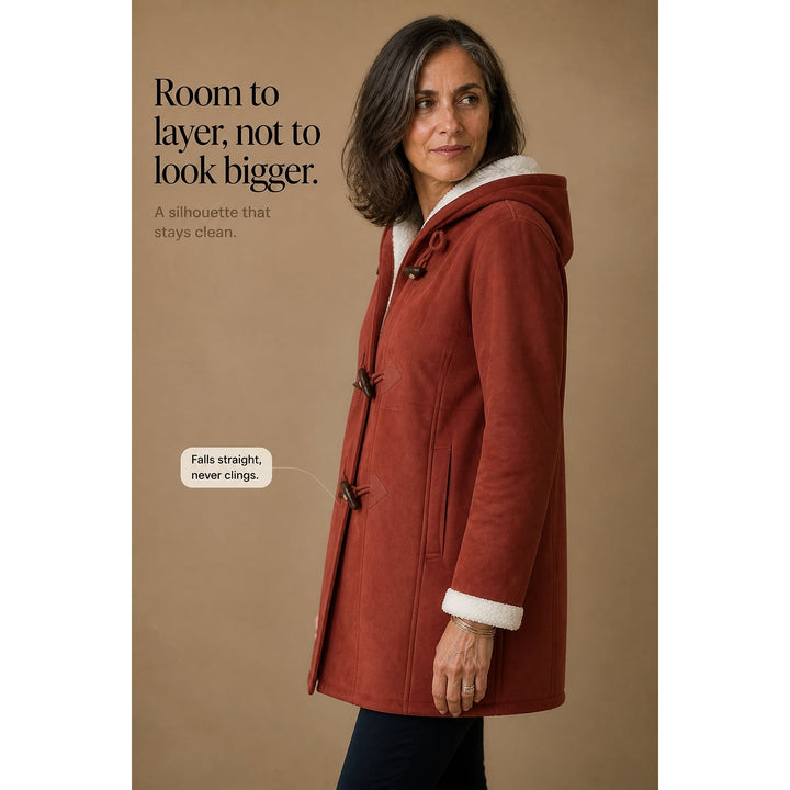 Women's Hooded Faux Suede Coat, detail view 6