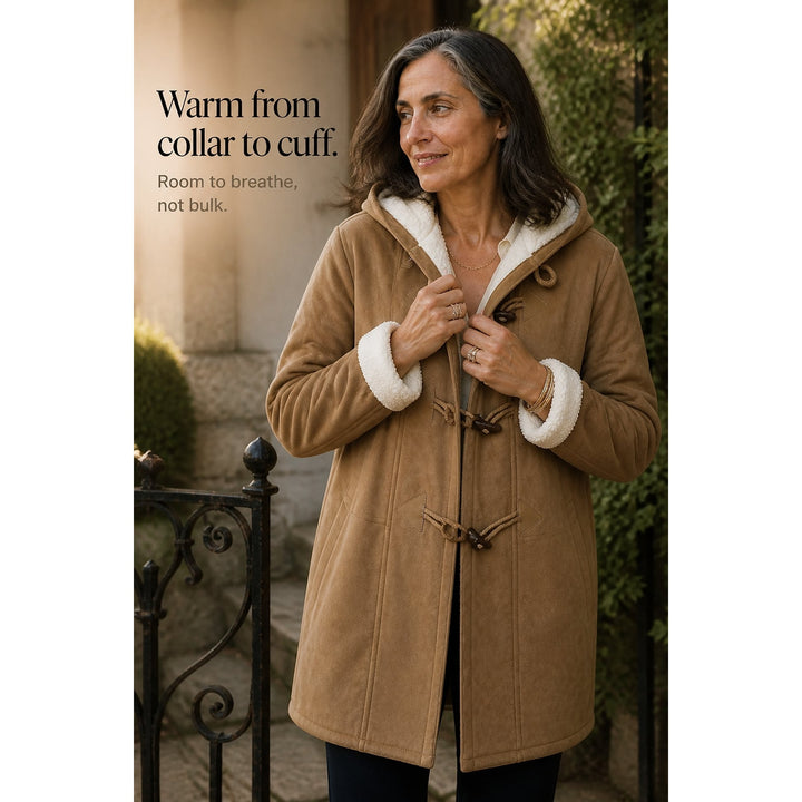 Women's Hooded Faux Suede Coat, detail view 7