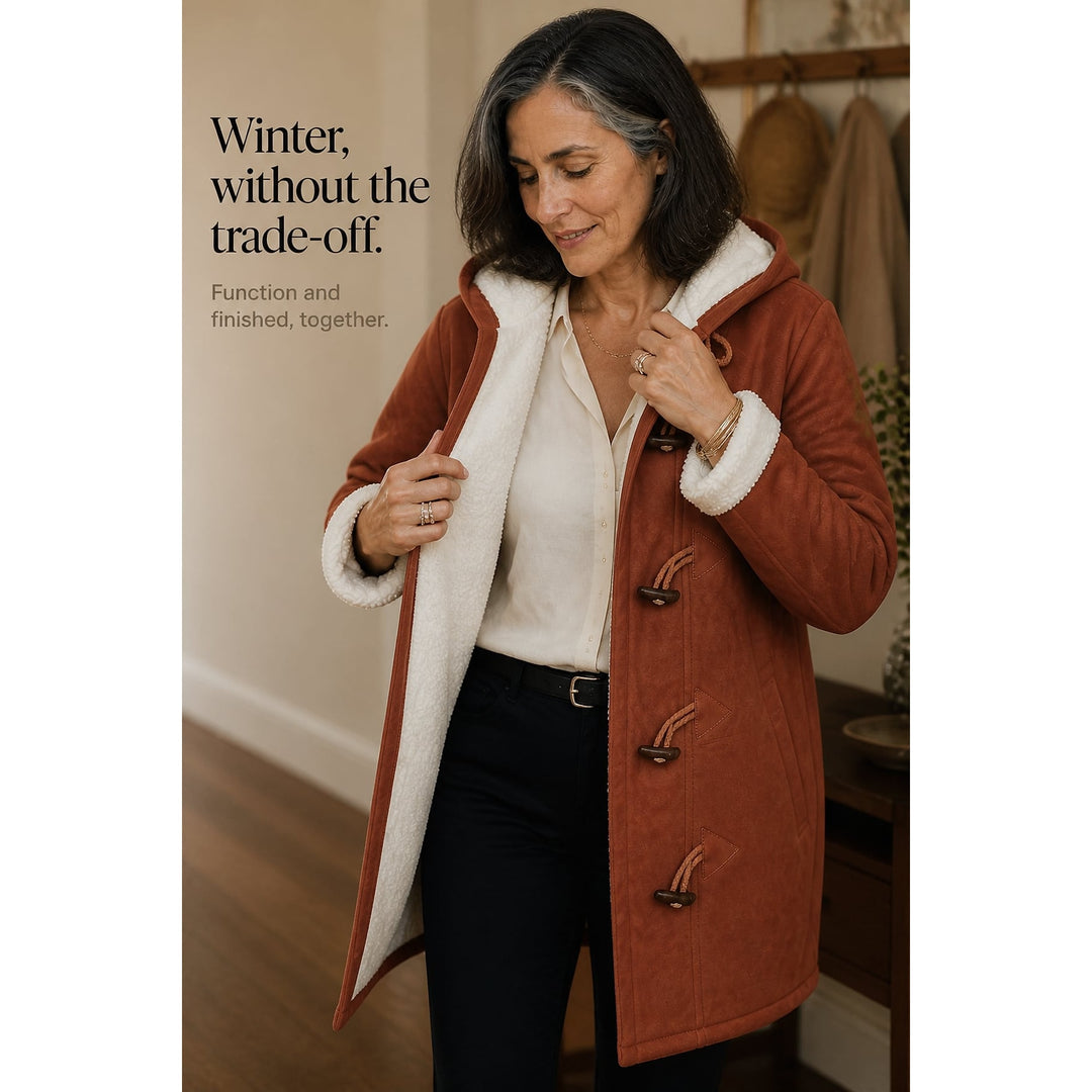 Women's Hooded Faux Suede Coat, detail view 8