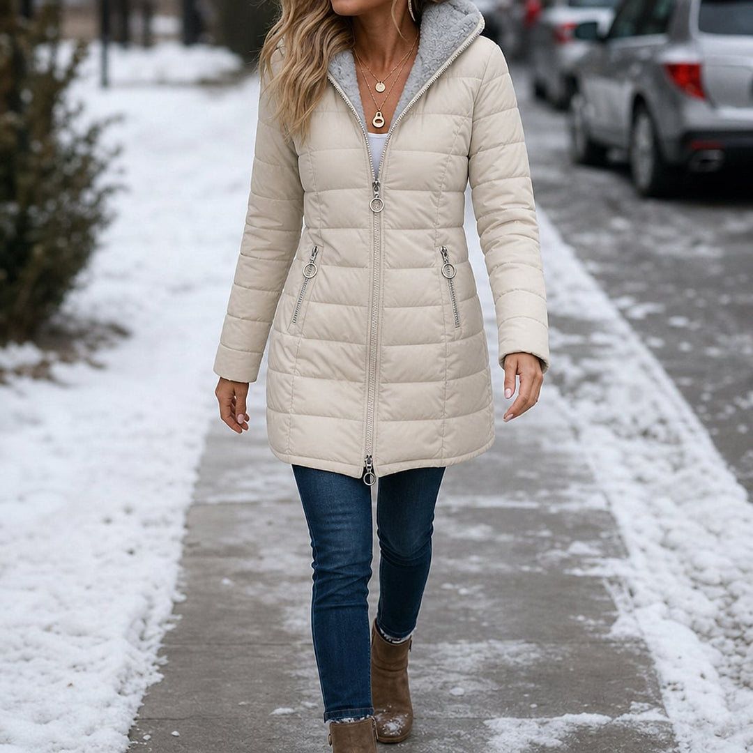 Women's Long Puffer Coat, front view
