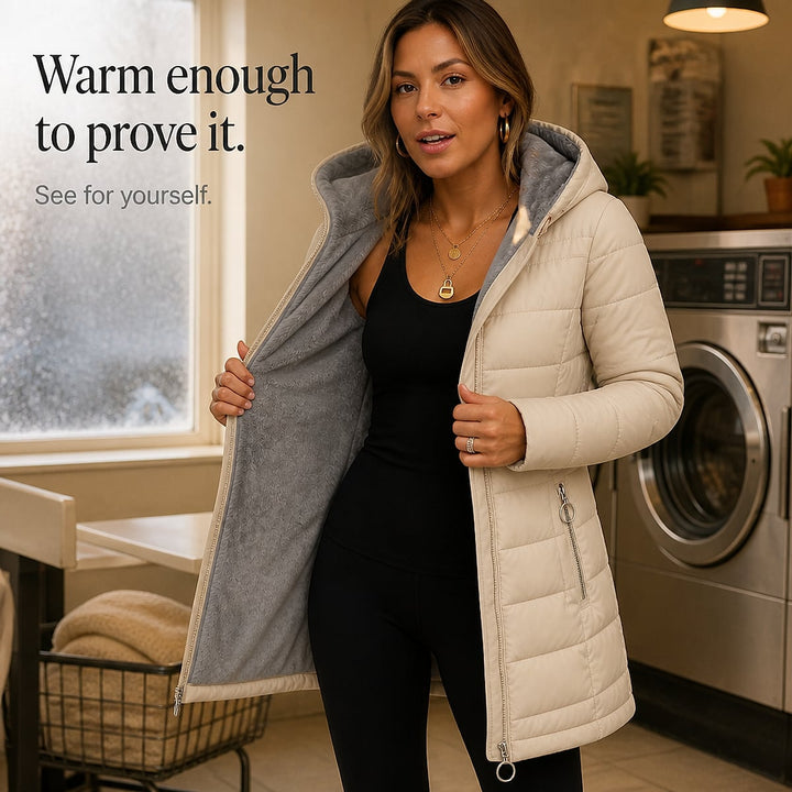 Women's Long Puffer Coat, detail view 7